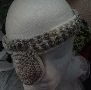 Cozy Gray Crochet  Headband With Eye Patch